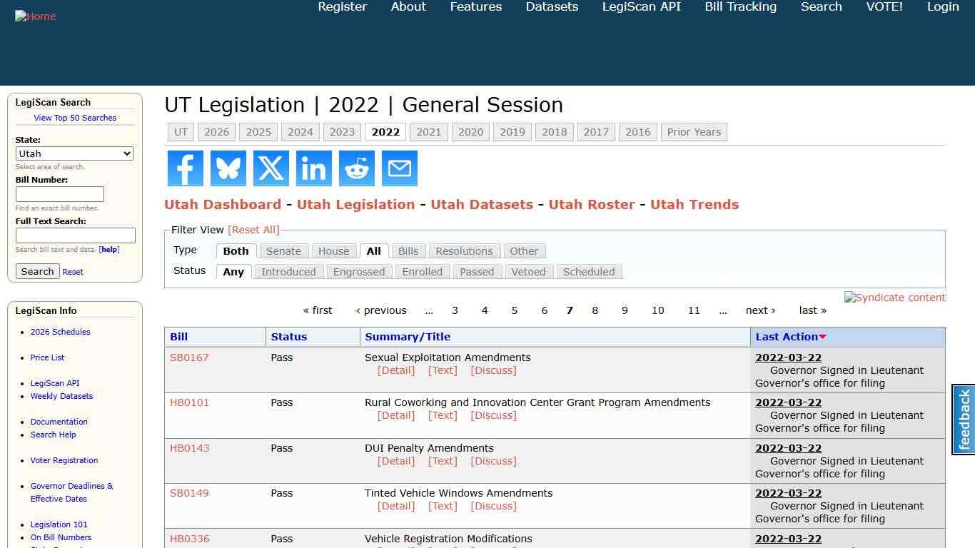 UT Legislation 2022 General Session LegiScan